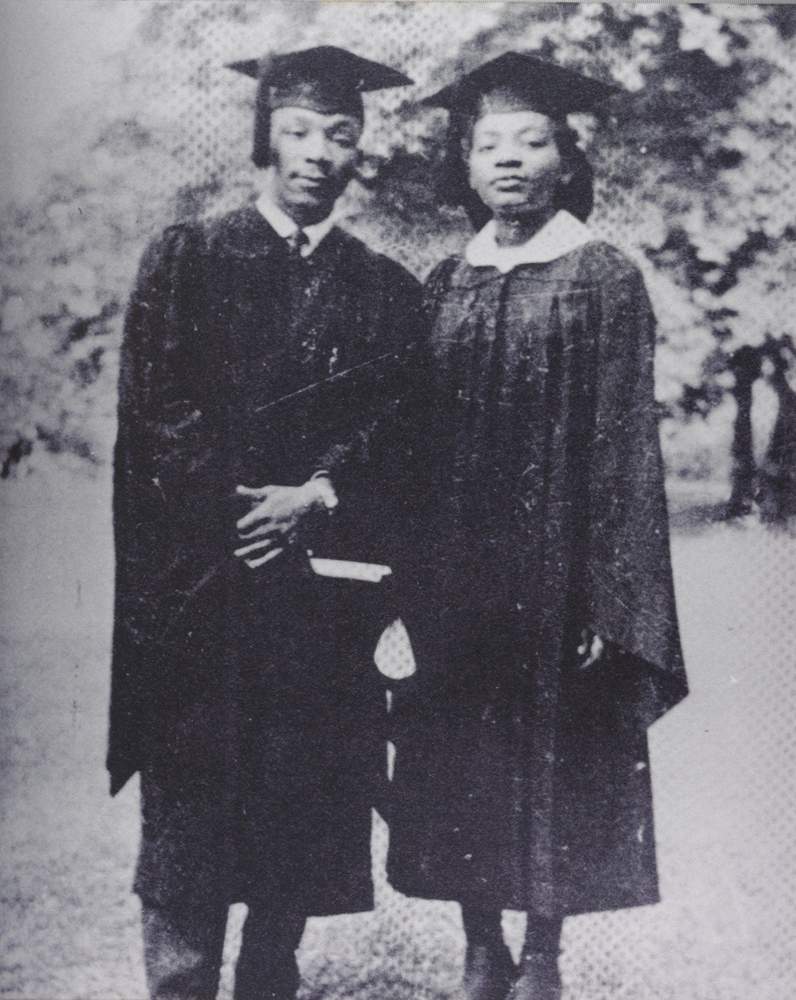 Martin Luther King Jr. and his sister, Christine, after their commencement ceremonies at Morehouse College and Spelman College in 1948. File photo